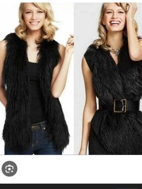 CAbi Black Faux Fur Vest